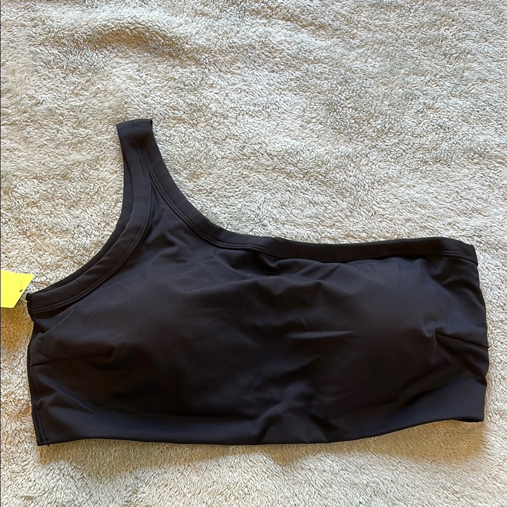 All In Motion Black One‑Shoulder Sports Bra Plus 4X NWT Removable Pads